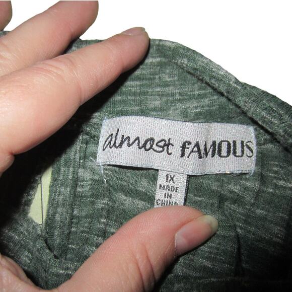 Minimalist Green Sleeveless Swing Dress Almost Famous Women’s 1X Plus Size - Picture 5 of 7